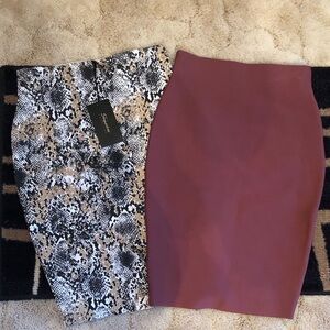 Snake Print and Dark Pink Pencil Skirt Set